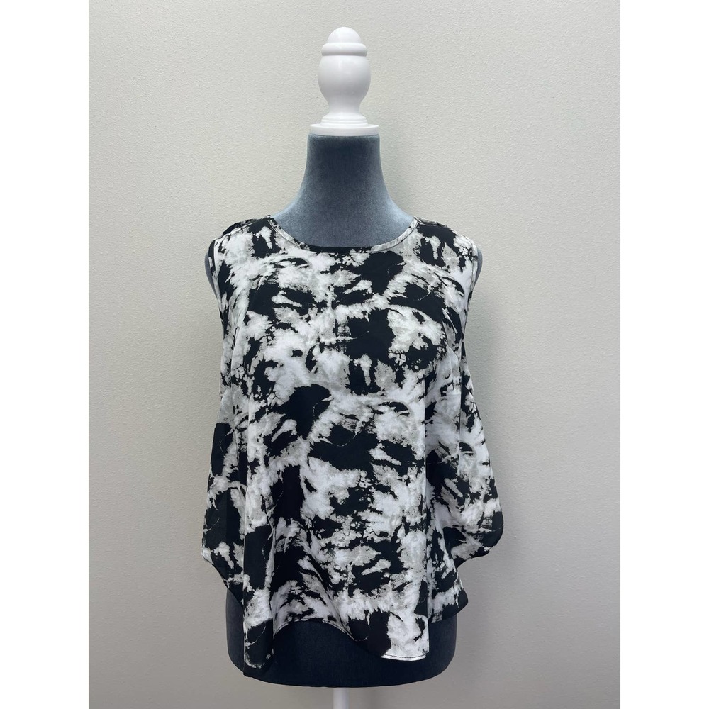 Cynthia Rowley Black and White Marbled Sleeveless Top Size Medium
